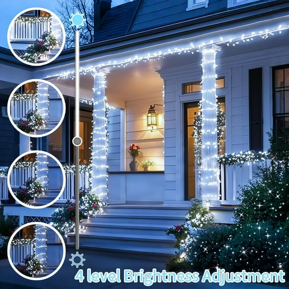 SHILIU-Christmas Lights Cool White, 196 FT 500 LED Outdoor Waterproof Christmas Tree Lights with Timer 8 Modes, Green Wire Plug Fairy Lights Indoor Twinkle String Lights Xmas Decorations