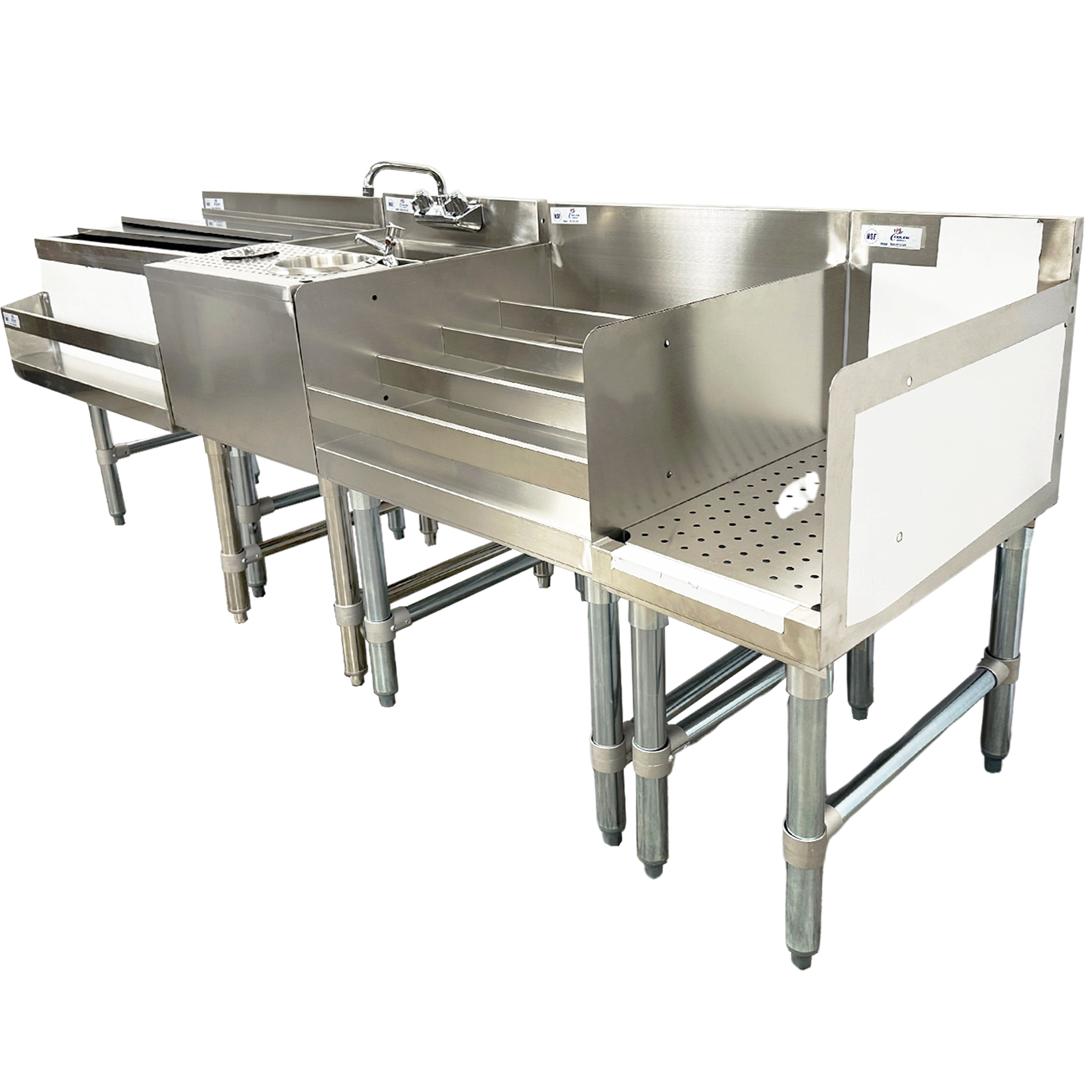 NSF 84 in. Commercial Underbar Counter Cocktail Drink Station, Combination Cocktail Station, Bar Equipment 84.2''Wx22.5''Dx33.3''H
