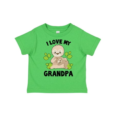 

Inktastic Cute Sloth I Love My Grandpa with Green Leaves Gift Toddler Boy or Toddler Girl T-Shirt