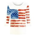 thumbnail image 4 of 3/4 Length Sleeve Womens Tops Plus Size Heart American Flag T Shirts for 4th of July Independence Day Patriotic Tshirts USA Star Stripes Graphic Tees Casual Crewneck Tunic Top Memorial Day Outfits, 4 of 5