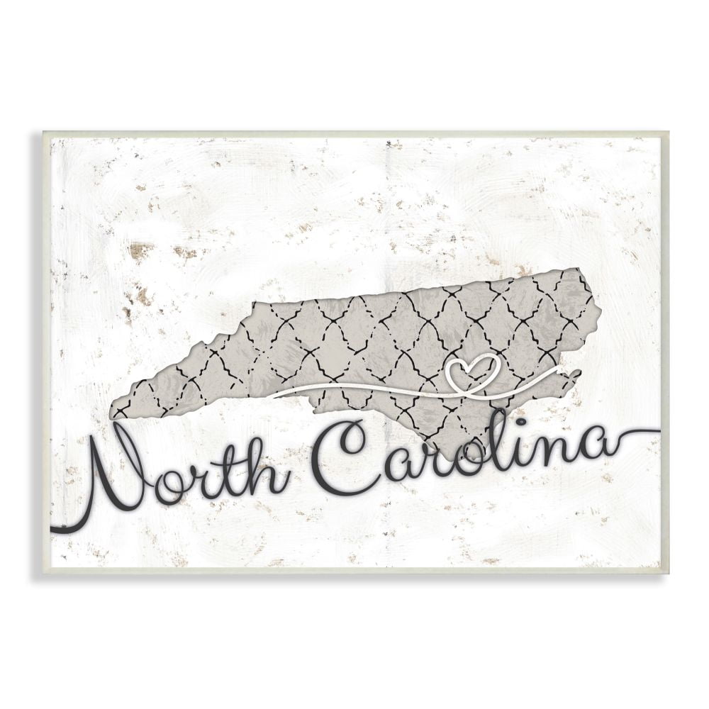Stupell Industries North Carolina Patterned Grey US State Design Wall Plaque by Ziwei Li