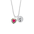 thumbnail image 2 of Delight Jewelry Silvertone Hot Pink & Silvertone Lime Green Heart with Black Ruffles Silvertone Script Initial Disc - T - Charm Necklace, 20"+3", 2 of 4