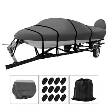 Unique Bargains V Hull Boat Cover for Bayliner Tri-Hull Fishing Runabout Boat 17-19ft Light Gray Width Up to 96"