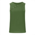 thumbnail image 4 of QUINDOS Summer Shirts for Women Sports Green Cotton Fashion Casual Sleeveless Button Round Neck Solid Button Tank Tops Tank Tops for Women, 4 of 6
