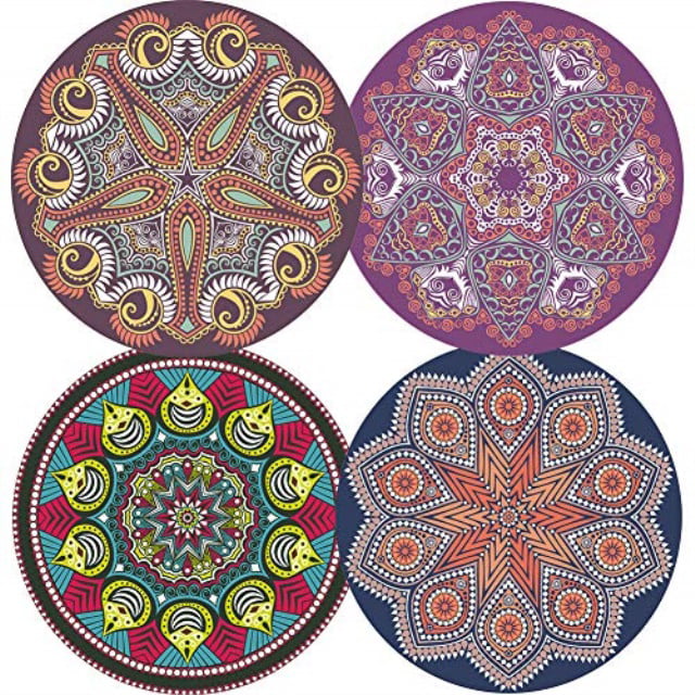 Bar Perfect Housewarming Gift,Tabletop Protection 4 Pretty Mandala Patterns and 4 Marble Style Coasters with Holder and Cork Base for Home Coasters for Drinks-Absorbent ceramic sets of 8