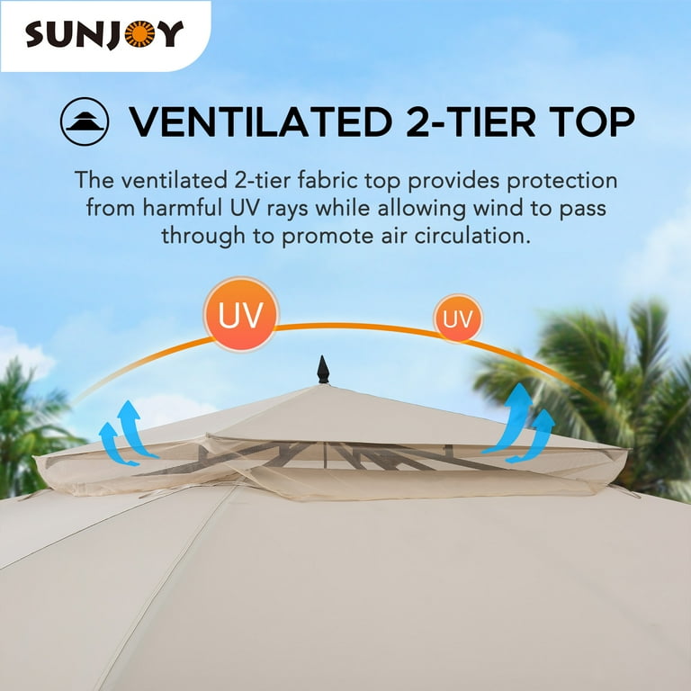 Sunjoy Outdoor Patio Black Steel Frame 11 ft. x 13 ft. 2