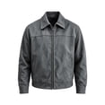 thumbnail image 6 of Josdec Faux Suede Lapel Zip Up Jacket for Men Loose Casual Outer Coat with Pockets Solid Color for Fashion Daily S‑2XL, 6 of 8
