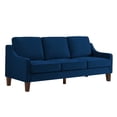 thumbnail image 3 of Miekor Furniture Modern 3 Piece seat Sofa Couch with Scooped Armrest/Wood legs,Upholstered Velvet 3-seat Sofa with Removable Cushions for Livingrooom Bedroom,Navy W4US3471, 3 of 9