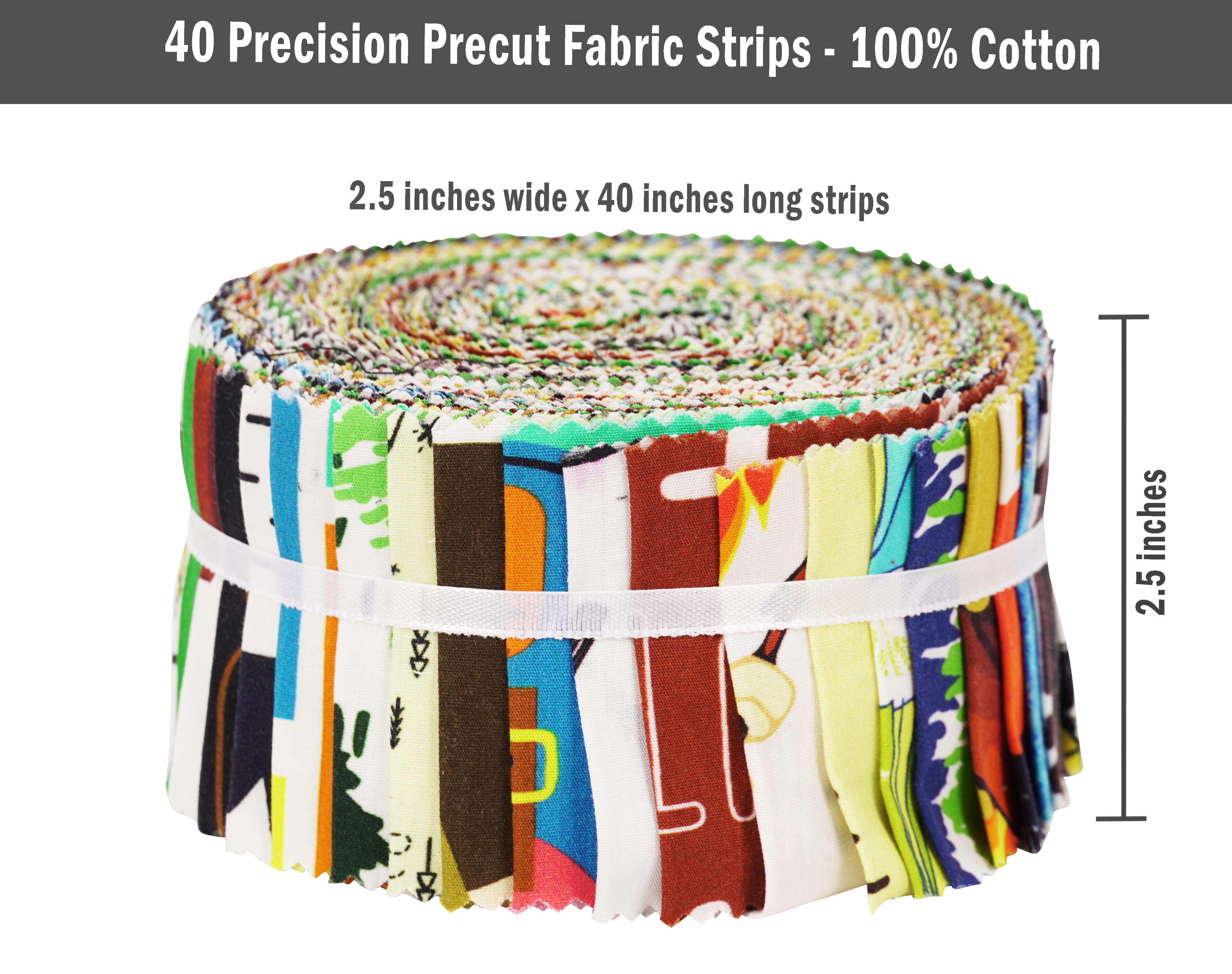 Soimoi 40Pcs Camping Print Cotton Precut Fabrics For Quilting Craft Strips 2.5x42inches Jelly Roll - Multicolor