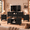 4 piece-Black, variant on HLR 3-Piece Living Room Furniture Set, Farmhouse TV Stand and 2 Side Tables, Wood, Black
