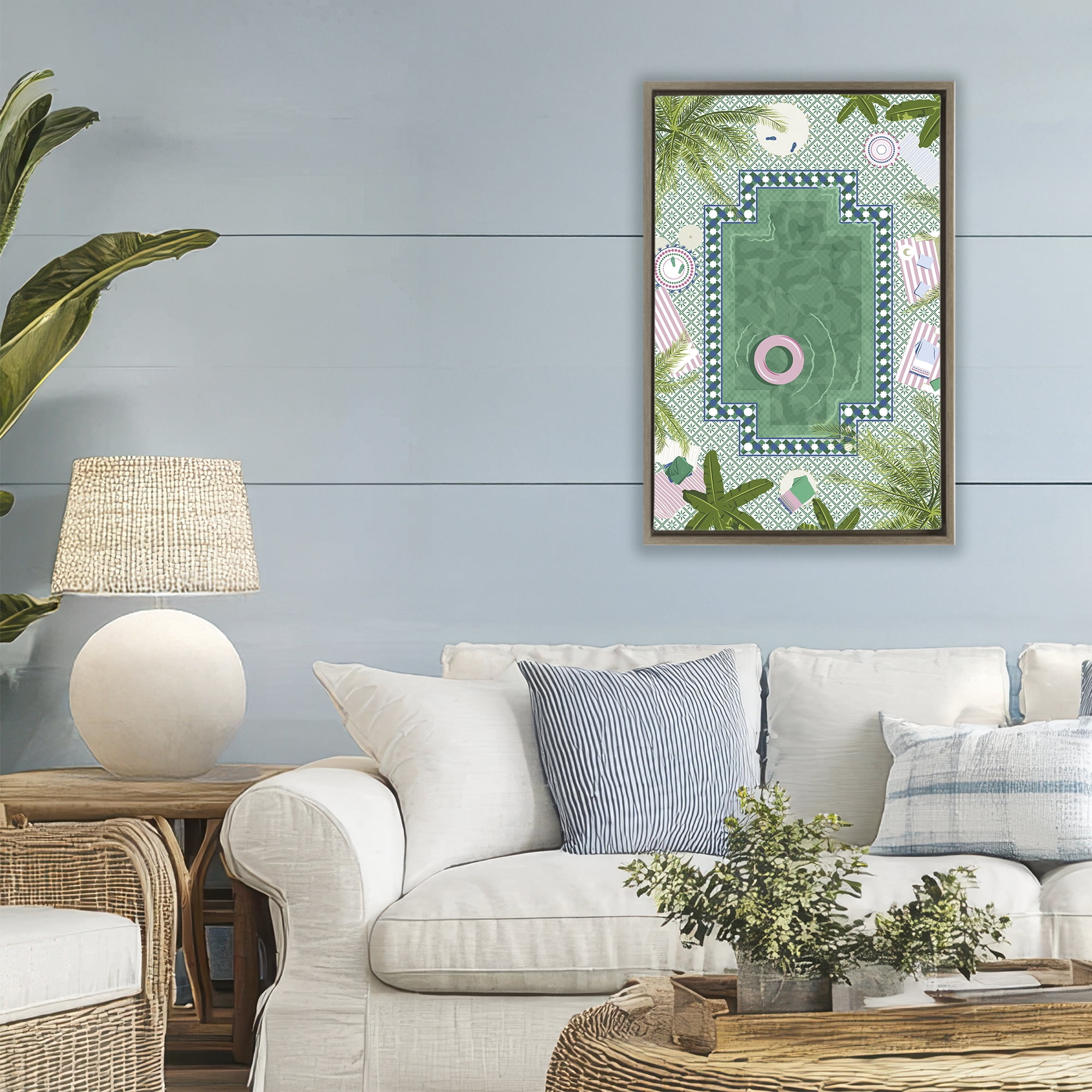 Stupell Industries Morocco Riad Pool Brown Framed Floater Canvas Wall Art, design by Vero Illustrates