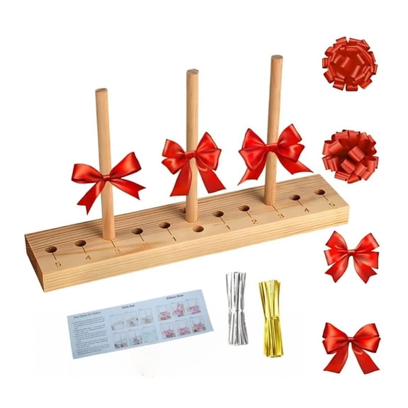 RYLZX Wooden Wreath Bow Maker Bow Making Tool for Ribbon,with Twist Ties Ribbon Bow Maker for Making Gift Bows, Wrist Corsages, Party Decorations, Hair Bows, Holiday Wreaths(with Instructions)