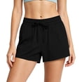thumbnail image 2 of Cagogo Women's High Waisted Drawstring Shorts with Pockets Quick Dry Casual Loose Sport Shorts Summer Beach Work Lounge Athletic Shorts, Black XL, 2 of 6