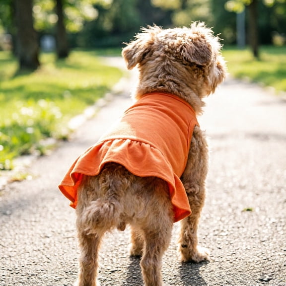 Sleeveless Pet Dress Summer Breathable Lightweight Cat Dog Apparel for Outdoor Walking,Orange-30cm