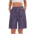thumbnail image 2 of Only Moment Women's Sweat Shorts with Pockets cool silk cotton 2026 Summer Casual Lounge Sleep Plaid Shorts Y2K Beach Bottoms Dark Purple,L, 2 of 9