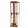 thumbnail image 4 of Resenkos Oak Glass Corner Curio Cabinet, 4 Shelves, Lighted Interior, Grand Showcase, 15.35"L x 15.35"W x 69.59"H, 4 of 10