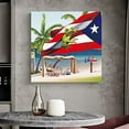 thumbnail image 2 of Canvas Wall Art Summer Beach Puerto Rico Flag Picture Modern Artwork Printed on Canvas - Oil Painting for Wall Decor - Stretched and Framed Ready to Hang(12" x 12"), 2 of 6