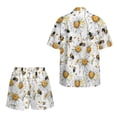 thumbnail image 5 of Xoenoiee Bee Daisy Print Women's Hawaiian Beach Outfit 2 Piece Short Sleeve Swim Cover Up Shorts Set Summer Open Front Kimono Cardigan Vacation Beachwear, S, 5 of 7