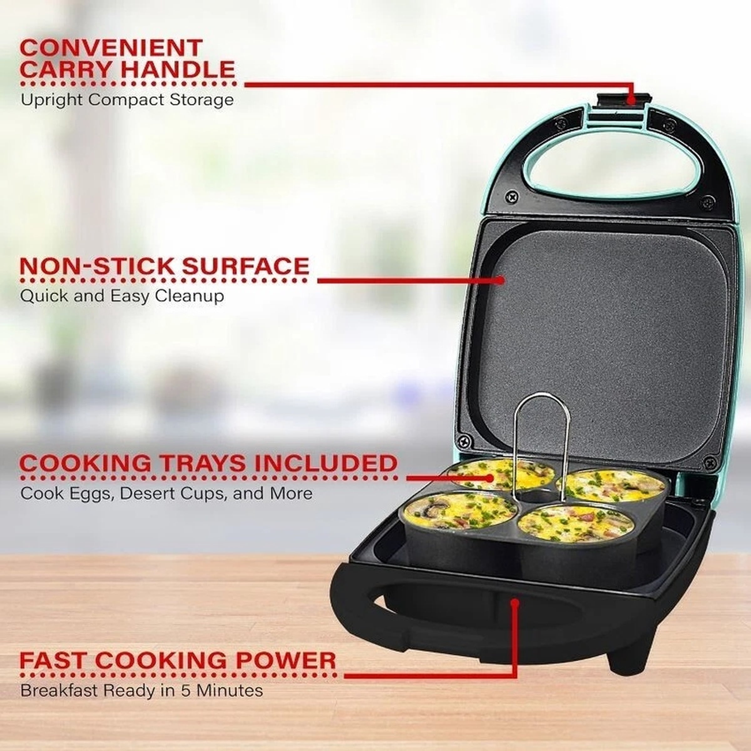 Brentwood 3 in 1 Breakfast Maker Cooker Egg Bites, Omelets, Breakfast Sandwiches