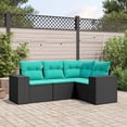 thumbnail image 1 of vidaXL 4 Piece Garden Sofa Set with Cushions Black Poly Rattan, 1 of 4