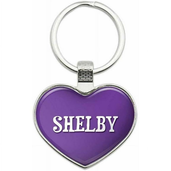 Shelby - I Love Name Metal Heart Keychain Key Chain Ring, Purple