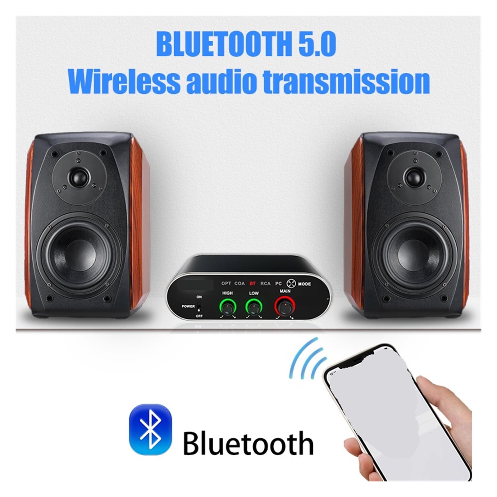 Sound Amplifier Mini HIFI Stereo 5 Input Bluetooth Optical Fiber Coaxial PC Power Amp for Home TV ,Multi Modes