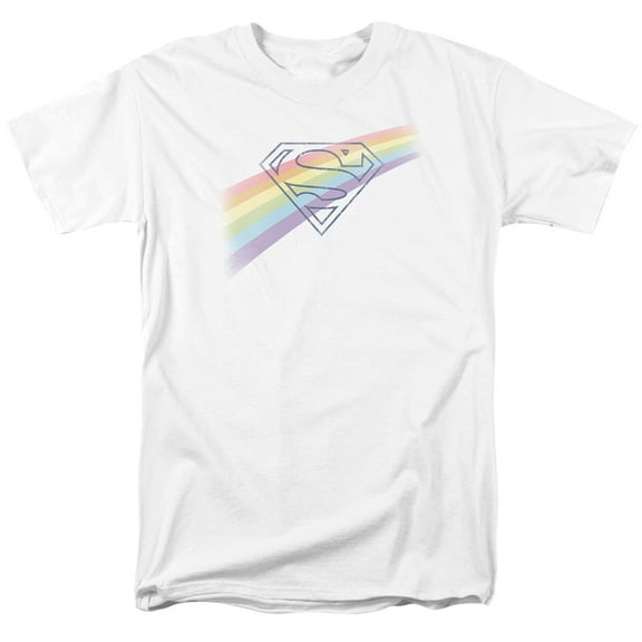 Superman Distressed Outline Adult 18/1 T-Shirt White