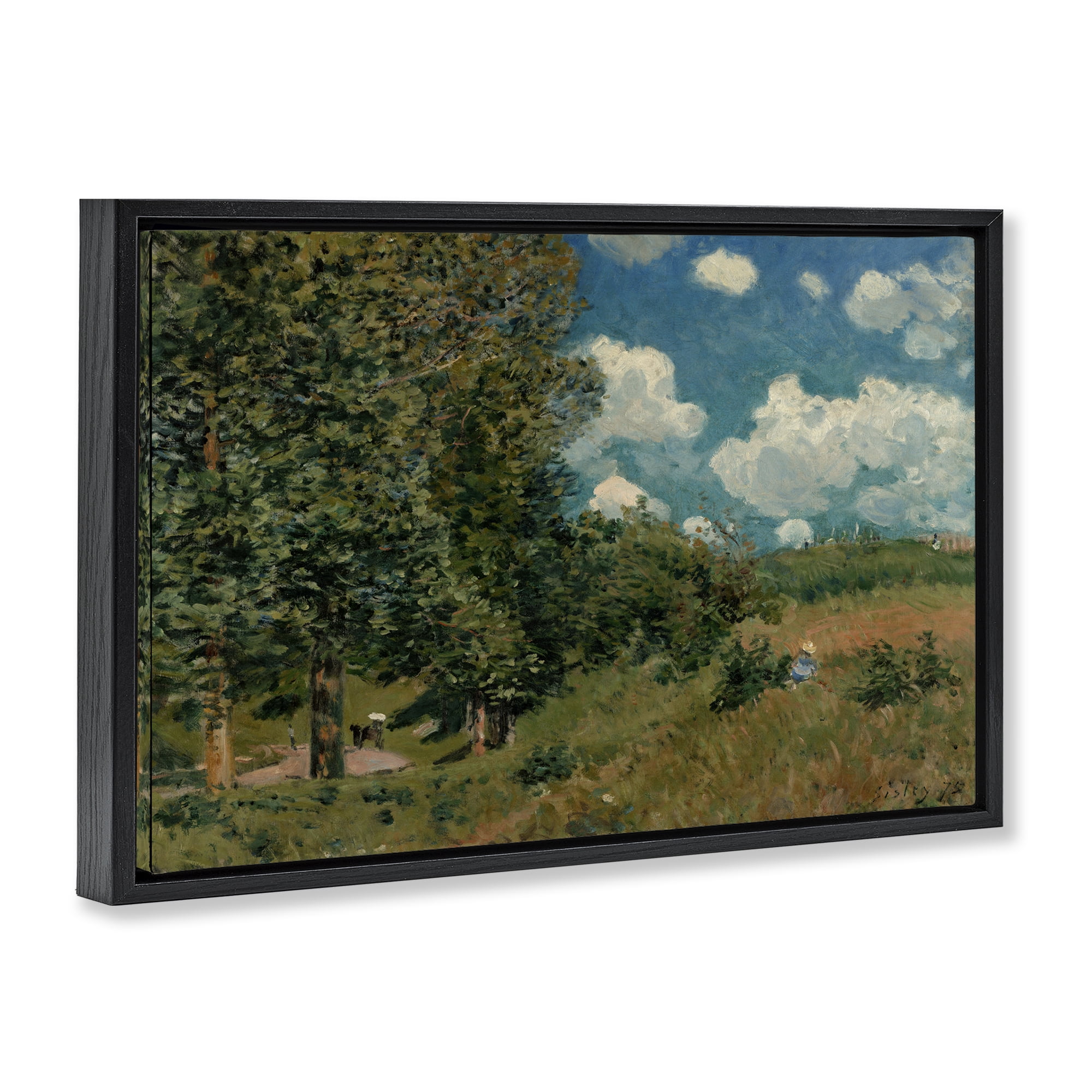 Stupell Industries Classic Cloudy Landscape Landscape & Nature Painting Black Floater Framed Canvas Art Print Wall Art, 25 x 17