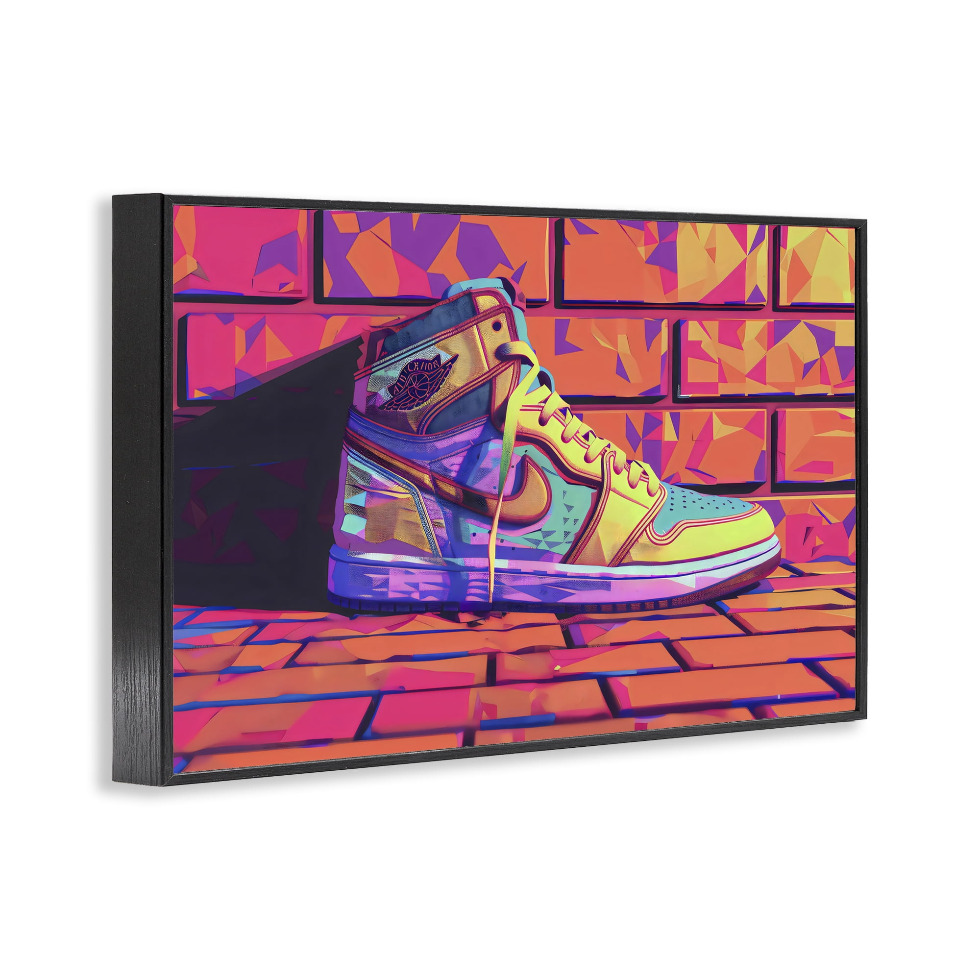 Stupell Industries Sneaker with Vibrant Geometric Hues Black Framed Giclee Art, design by Creative Studio