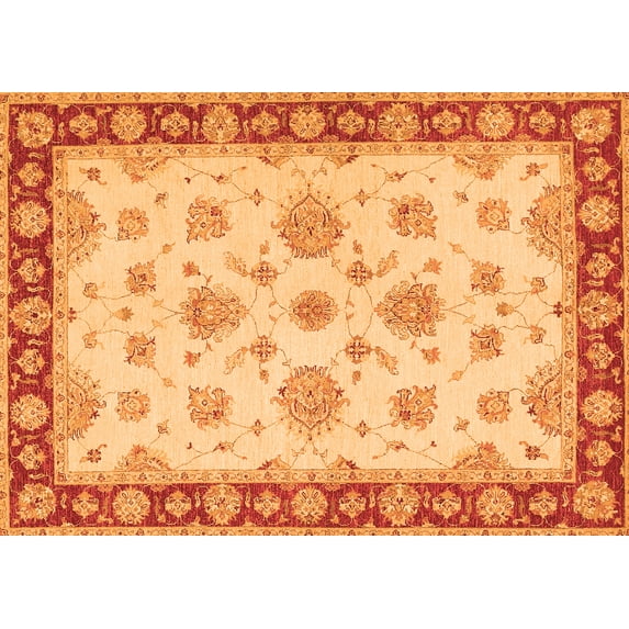 Ahgly Company Indoor Rectangle Oriental Orange Traditional Area Rugs, 6' x 9'