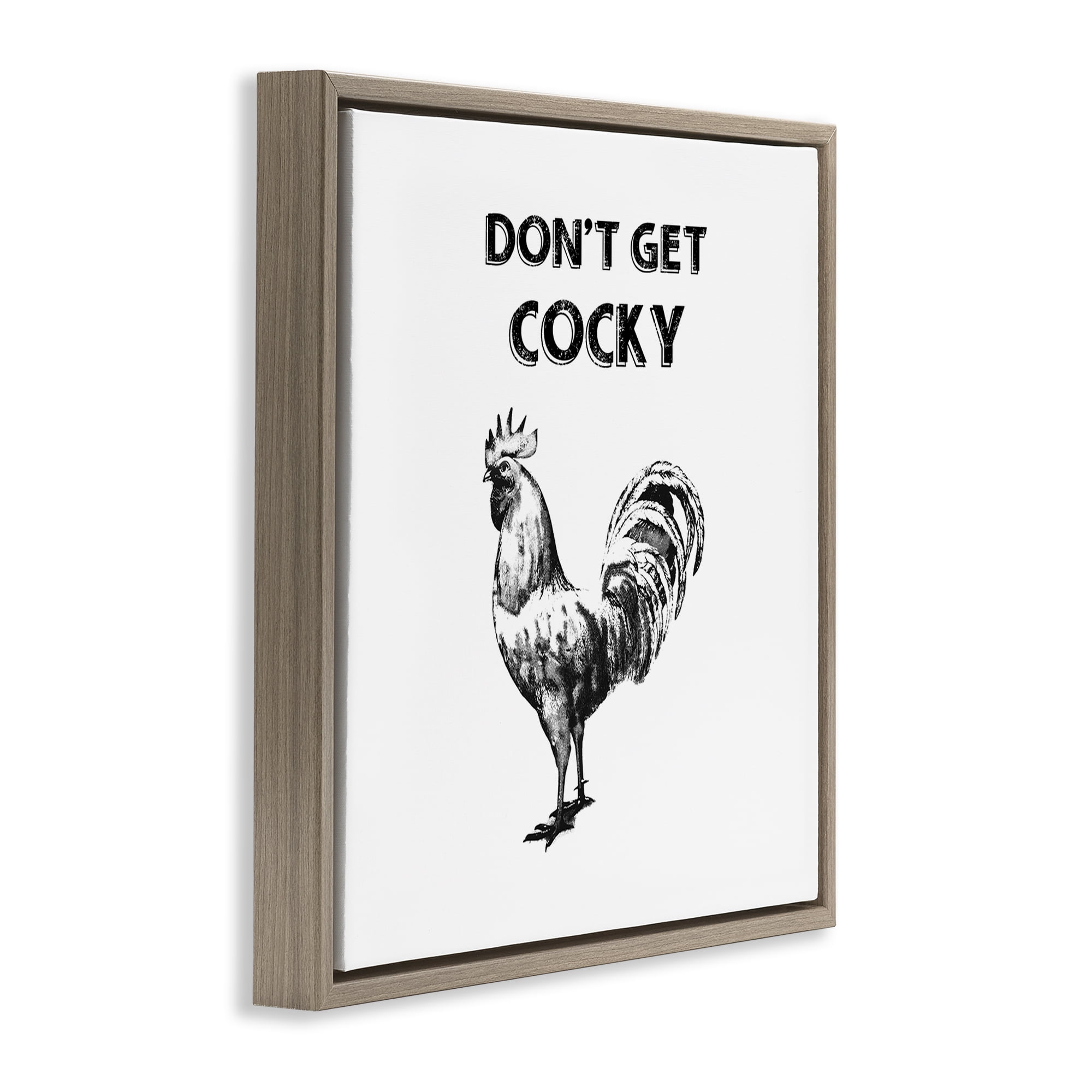 Stupell Industries Sassy Don't Get Cocky Animals Painting Brown Floater Framed Canvas Art Print Wall Art, 18 x 18