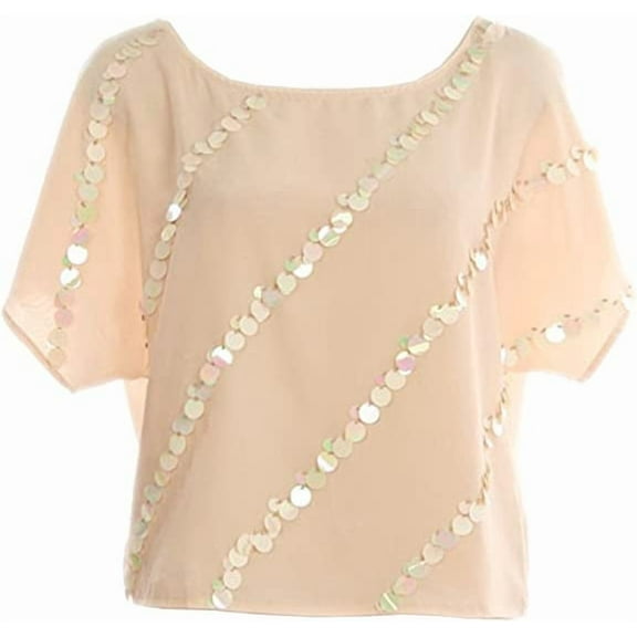 G2 Chic Women's Sequin Embellished Chiffon Top(TOP-CAS,LPK-S)