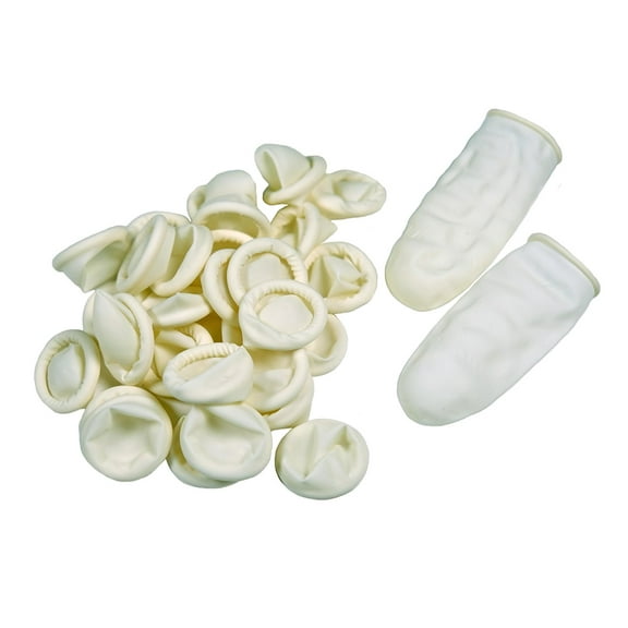 Disposable Latex Finger Cots 200pcs (LARGE), Anti-static Rubber Fingertips Protective Finger Gloves for Topical Medical Application, Nail Art, Electronic Repair, Painting, Jewelry Cleaning