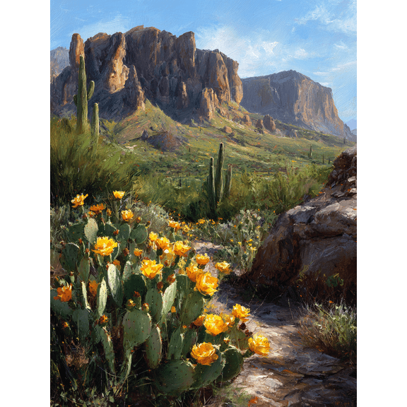 Desert Mountain Landscape Canvas Print, Ideal for Living Room, Office, Kitchen, Dining Room, Hallway