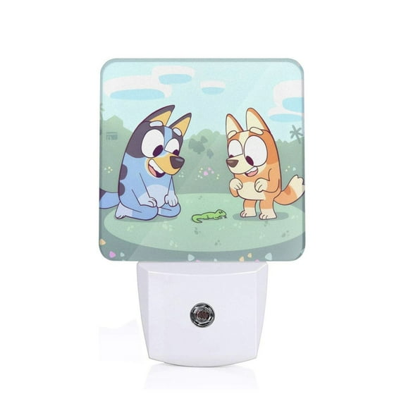 Silaia Bluey Print LED Dimmable Night Light, Plug in Night Light with Dusk to Dawn Sensor,Efficient Decor Desk Lamp,Bright Mini Wall Night Light for Kids Room, Stairway-US