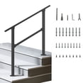 thumbnail image 3 of Dbuoem 3 Step Hand Rails for Outdoor Steps,Adjustable 40" x 36" Stair Railing Kit Fits 1 to 3 Steps,Black Stair Handrail for Concrete Steps,Porch Steps, 3 of 7