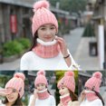 thumbnail image 2 of Fashion Winter Women's Hat Scarf Set of Hat And Scarf For Women Girl Warm Beanies Hat For Girl Ring Scarf Pompoms Winter Hats, 2 of 3