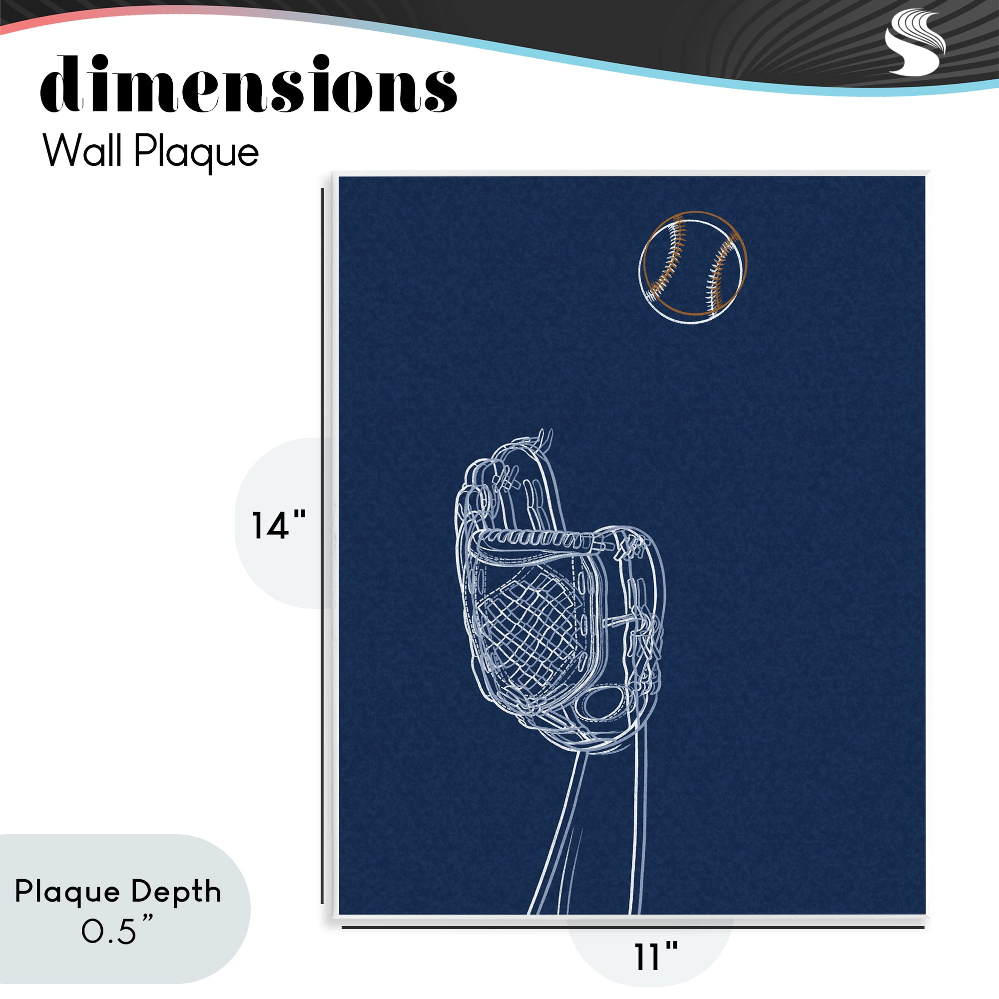 Stupell Industries Baseball Lines Contour Wall Plaque Art, design by Marcus Prime