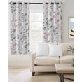 thumbnail image 2 of Farm Grey Pink Leaves Blackout Curtains 96 Inch Length Country Style Plant Leaf Plant Floral Thermal Insulated Window Curtain Window Drapes 2 Panels for Bedroom Living Room 52"Wx96"L, 2 of 9