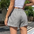 thumbnail image 4 of Women's Striped Print Shorts High Waisted Elastic Waist Wide Leg Loose Casual Shorts S, 4 of 9