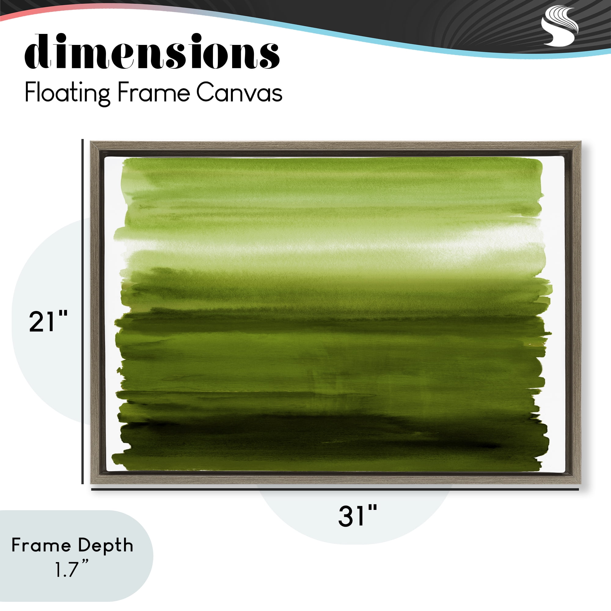 Stupell Industries Ombre Green Gradient Brown Framed Floater Canvas Wall Art, design by Allie Corbin