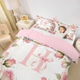 thumbnail image 3 of Catabedysis Romantic Flowers Blossom Twin Duvet Cover,Pink Bows Personalized Letter Twin Bedding For Girls,Pink Reversible,2-Piece,1 Duvet Cover and 1 Pillowcase, 3 of 6