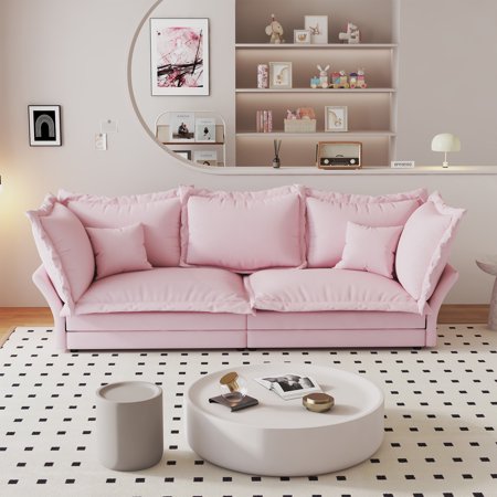 90.55" Deep Seat Velvet Couch with Solid Wood Frame, Converts to Lounge Chair for Living Room Bedroom,Apartment,Office