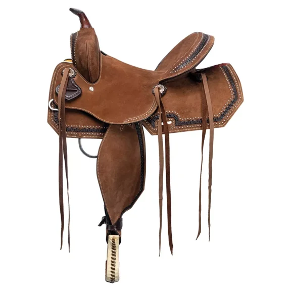 KGN International Leather Barrel Racing Saddle, Brown