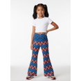 thumbnail image 5 of 9-10Y Girls Colored Flared Pants Digital Print Trousers Slim-Fit Wide Leg Flare for Spring Summer Autumn, 5 of 6