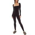 thumbnail image 2 of Women Yoga Jumpsuitas Long Sleeve Ribbed Knit Bodycon Jumpsuit Full Body Romper One Piece Workout Outfit, 2 of 9