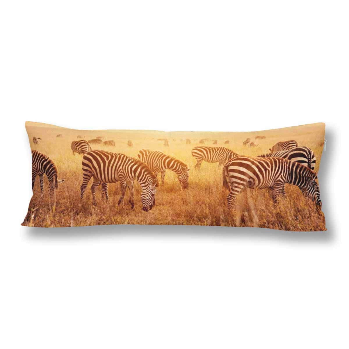 GCKG Zebras Herd Sunset Africa Wild Animal Body Pillow Covers Case