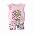 thumbnail image 4 of kpoplk Girls Clothes Summer Outfits Ruffle Sleeve Tops and Elastic Waist Shorts with Pockets Kids Clothing Set Size 5-6 Years,Multicolour, 4 of 4