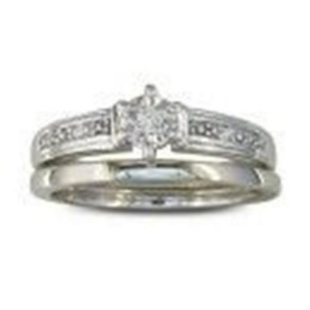 SuperJeweler H071004EW SS z6 Finely Crafted Diamond Bridal Wedding Set In Sterling Silver Size - 6