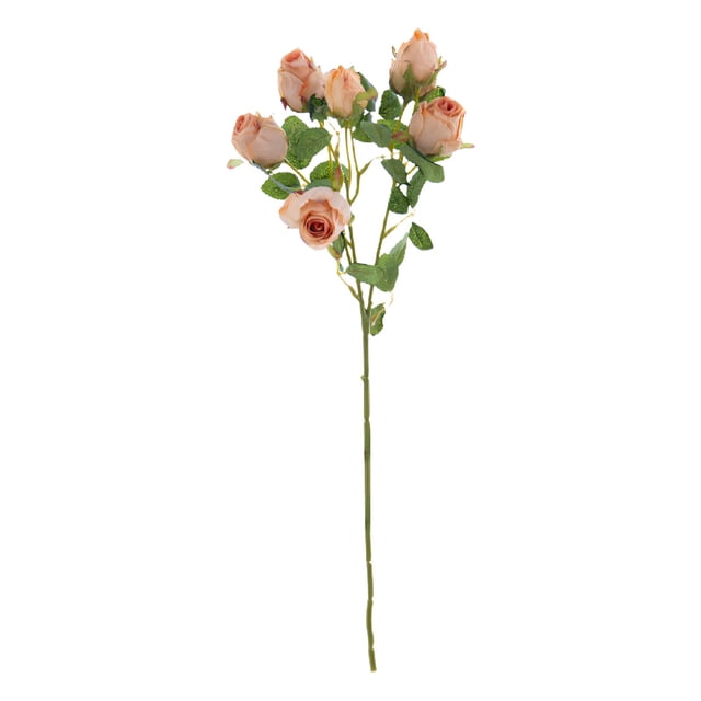 Ramo de rosas de 7 cabezas, estilo europeo, con bordes quemados, para decoración de mesa de sala de estar y boda.